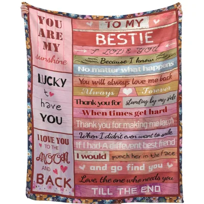 Best Friend Funny Sweet Blanket To My Bestie Design with Floral Border
