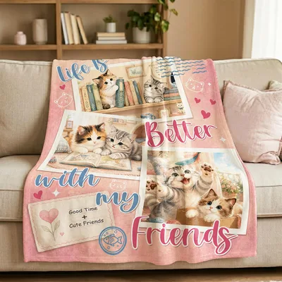 Kitten Friends Blanket: Life Is Better with Friends