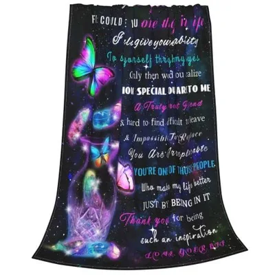 Bestie Butterfly Quote Blanket: Cosmic Friendship Gift for Her