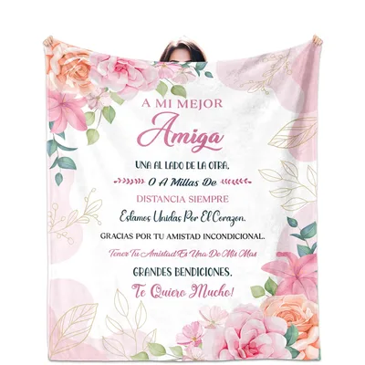 A Mi Mejor Amiga Blanket: Floral Friendship Quote Design