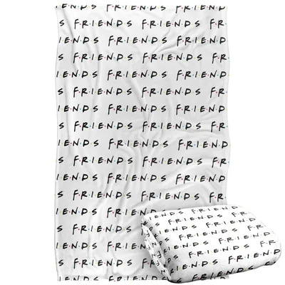 Repeated Lettering Pattern Black Blanket: Friends Logo Repeat Design