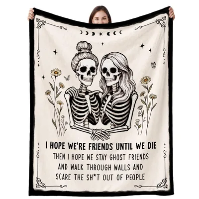 Friends Until We Die Blanket: Skeleton Best Friend Gift