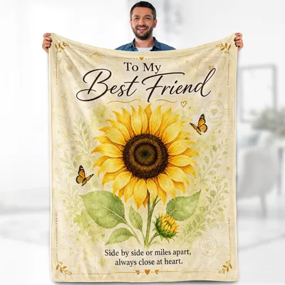 To My Best Friend Blanket Sunflower Friendship Design