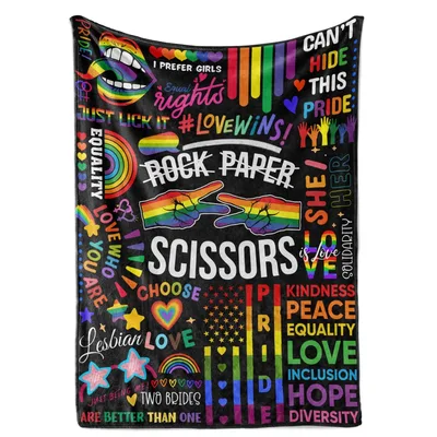 Rock Paper Scissors Pride Blanket: Lesbian Love and Equality Design