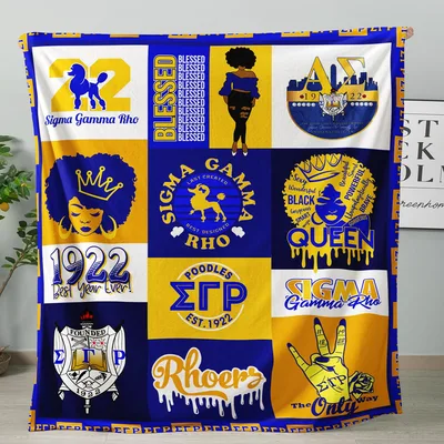 Sorority Crest Collage Pattern Blanket Sigma Gamma Rho Tribute