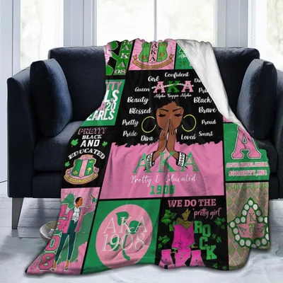 Sorority Words Pattern Blanket featuring Alpha Kappa Alpha crests