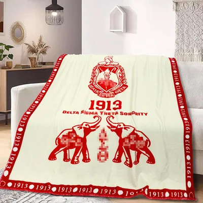 Red Elephants Crest Design Blanket: Sorory Legacy and 1913 Emblem
