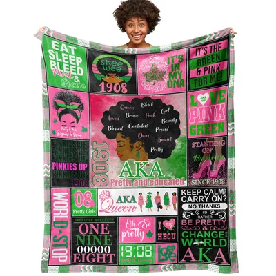 Sisterhood Pink Green Pattern Blanket featuring AKA Pretty