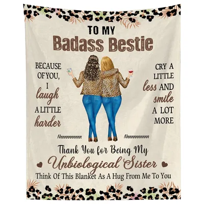 To My Badass Bestie Blanket featuring leopard print friends