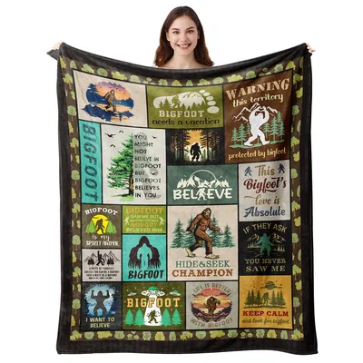 Sasquatch Fan Blanket: A Collage of Bigfoot Sayings