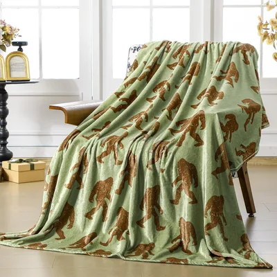 Bigfoot Sasquatch Pattern Green Blanket for Forest Fans