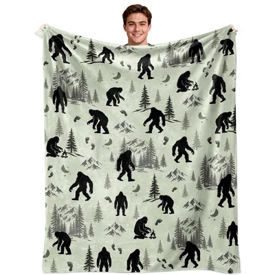 Bigfoot Pattern Blanket for Sasquatch Fans and Campers