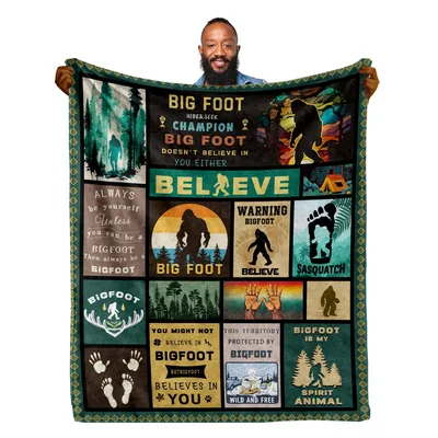 Bigfoot Sasquatch Patchwork Blanket: Believers and Skeptics Alike