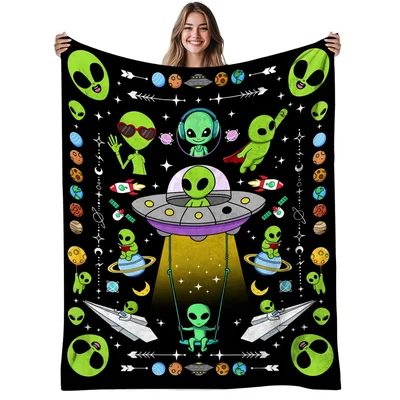 Space Alien Blanket for Alien Lovers and Night Sky Fans