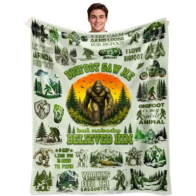 Sasquatch Hunter Blanket: Bigfoot Forest Throw for Believers