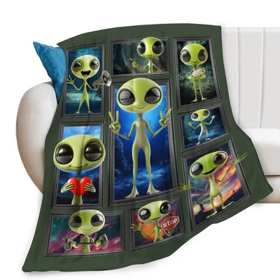 Cute Alien Blanket for Space Fans and Cartoon Lovers