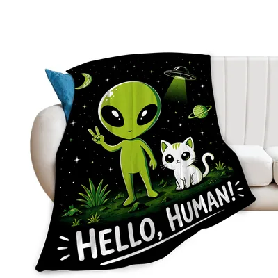 Alien Cat Blanket for Space Fans and Cat Lovers