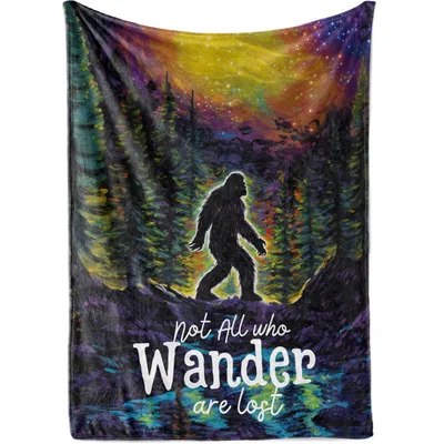 Forest Wanderer Blanket: Bigfoot Under a Night Sky