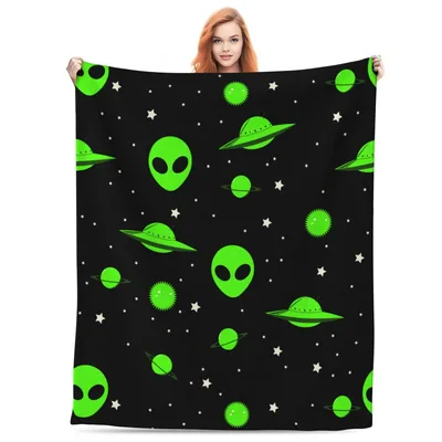 Alien Ufo Space Pattern Blanket for Sci-Fi Lovers
