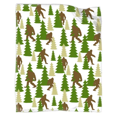 Sasquatch Pine Trees Blanket for Bigfoot Fans
