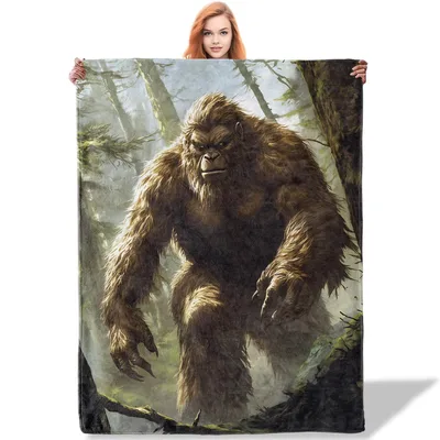 Forest Monster Blanket: A Bigfoot Scene for Woodland Fans