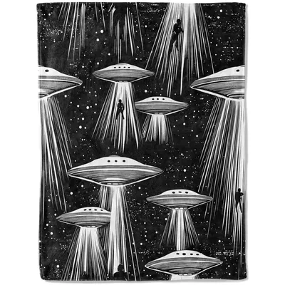 UFO Abduction Blanket: Beams, Saucers and Starry Night Sky