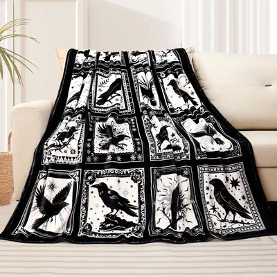 Raven Tarot Blanket for Dark-Academia and Crow Lovers