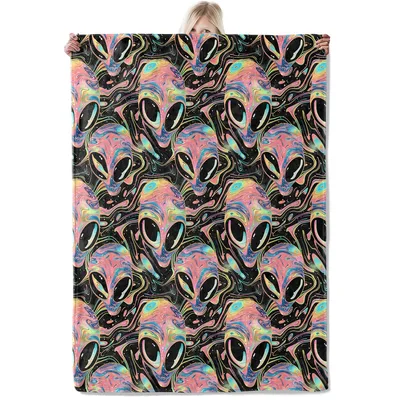 Psychedelic Alien Blanket for Sci-Fi Lovers and Cosmic Dreamers