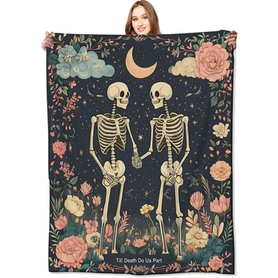 Till Death Do Us Part Blanket: Skeleton Lovers Under the Moon