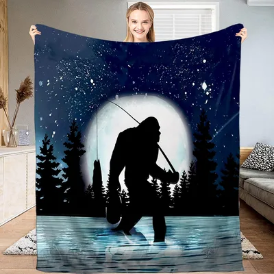 Bigfoot Fishing Blanket: Sasquatch Under a Full Moon