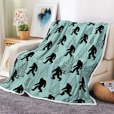Bigfoot Silhouettes Among Pine Blanket for Cozy Nights
