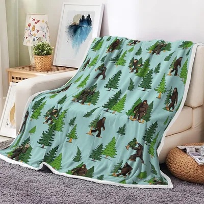 Bigfoot Pine Tree Blanket for Forest Fans and Campers