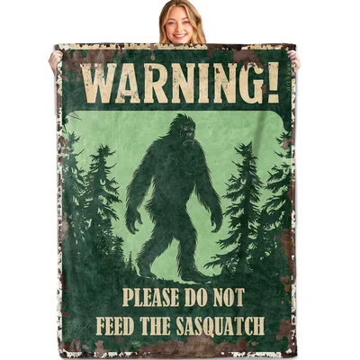 Bigfoot Warning Blanket: Please Do Not Feed the Sasquatch