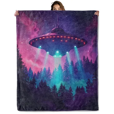 UFO Night Sky Blanket for Sci-Fi Fans and Stargazers