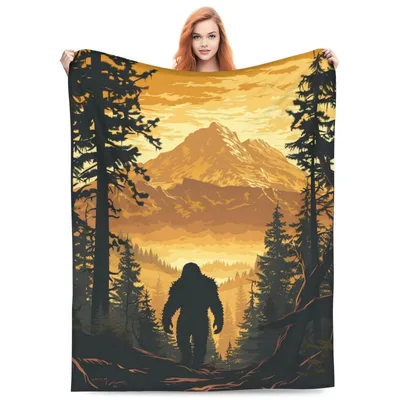 Bigfoot Sasquatch Mountain Forest Blanket for Cozy Nights