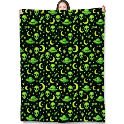 Alien Ufo Pattern Blanket for Space Enthusiasts and Sci-Fi Lovers