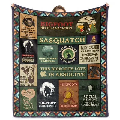 Bigfoot Needs a Vacation Blanket: Sasquatch Collage Throw