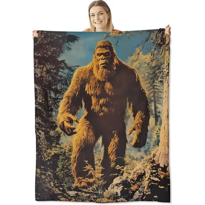 Vintage Bigfoot Blanket for Forest and Cryptid Fans