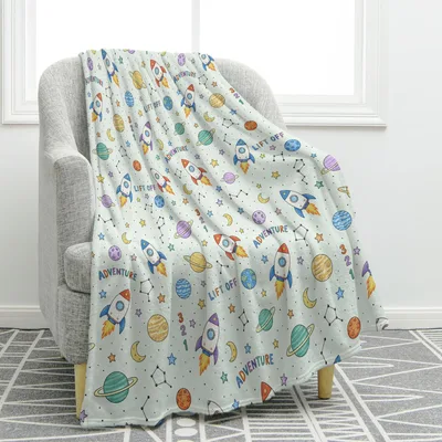 Outer Space Planets Pattern Blanket for Young Explorers