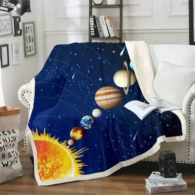 Solar System Planets Galaxy Blanket: Cosmic Space Print for Stargazers