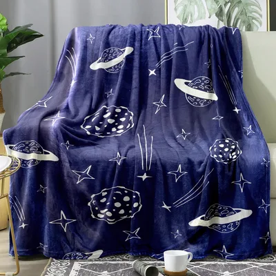 Navy Planets and Stars Blanket: A Celestial Throw for Space Lovers