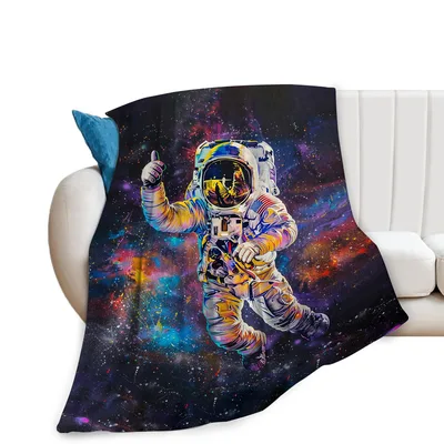 Astronaut Floating in Galaxy Blanket: Space Explorer Throw