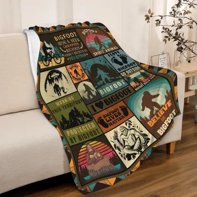 Bigfoot Believe Collage Design Blanket for Sasquatch Fans