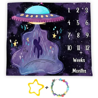 UFO Galaxy Milestone Design Blanket: Alien Abduction Photo Prop