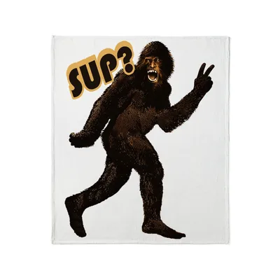 Bigfoot Peace Sign Greeting Blanket: Sup? Bigfoot Design