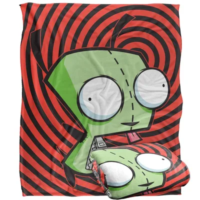Green Alien Pet Red Blanket: Invader Zim Gir Spiral Design
