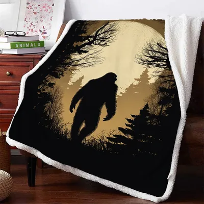 Bigfoot Silhouette Under Full Blanket: Sasquatch Moon Design