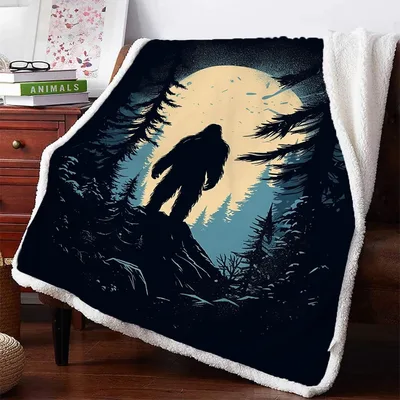 Bigfoot Silhouette Under Full Blanket: Sasquatch Moon Design – Design 2