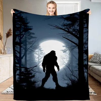 Bigfoot Silhouette Under Full Blanket: Moonlit Sasquatch Design