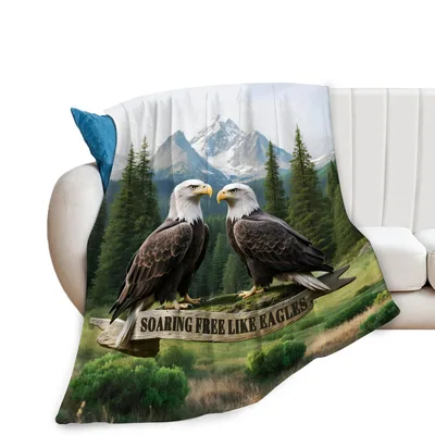 Eagle Lover Blanket: Two Bald Eagles on a Mountain Ridge